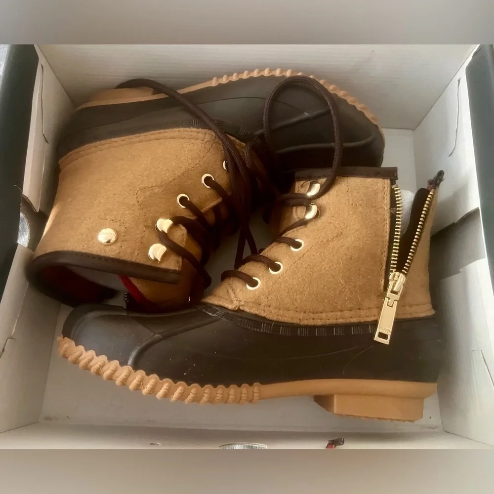 Tommy Hilfiger Roan Duck Boots Faux Fur Brown Black Size 8 NWT